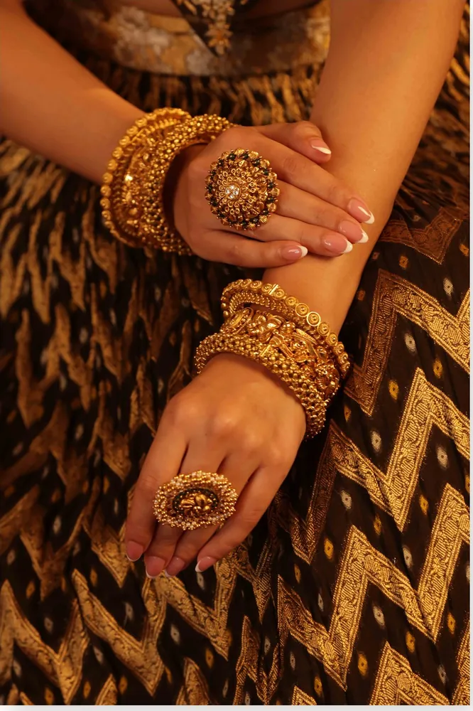 Antique Gold Bangle Stack