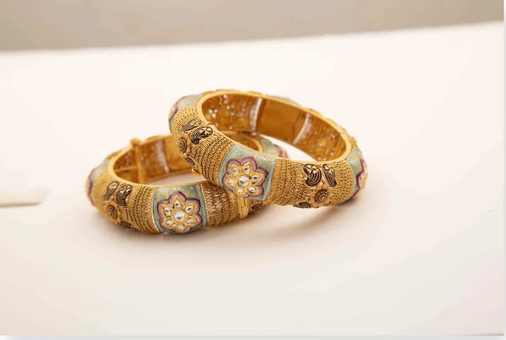 Gold Meenakari Kadas