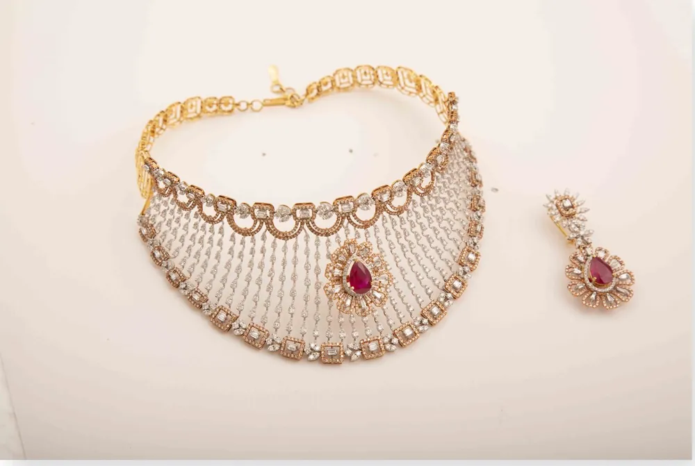 Gold Pearl Mesh Choker Set