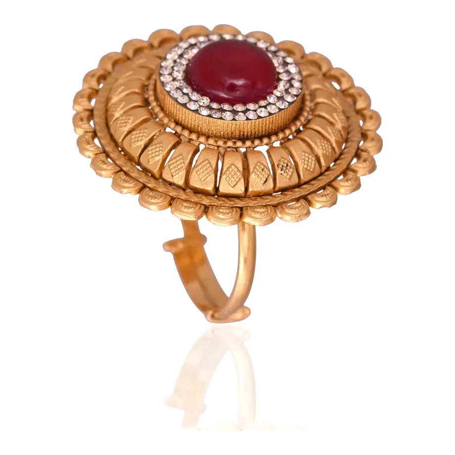 Gold Ruby Sunburst Ring