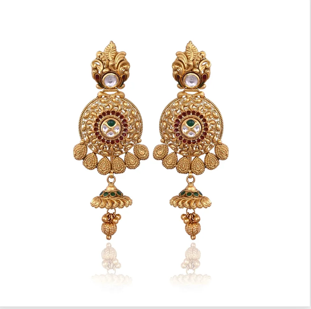 Kundan Gold Jhumka Earrings