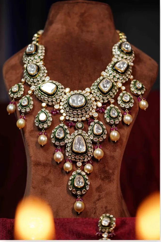 Polki Pearl Drop Necklace