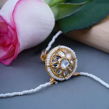 Polki Pendant on Pearl Strands