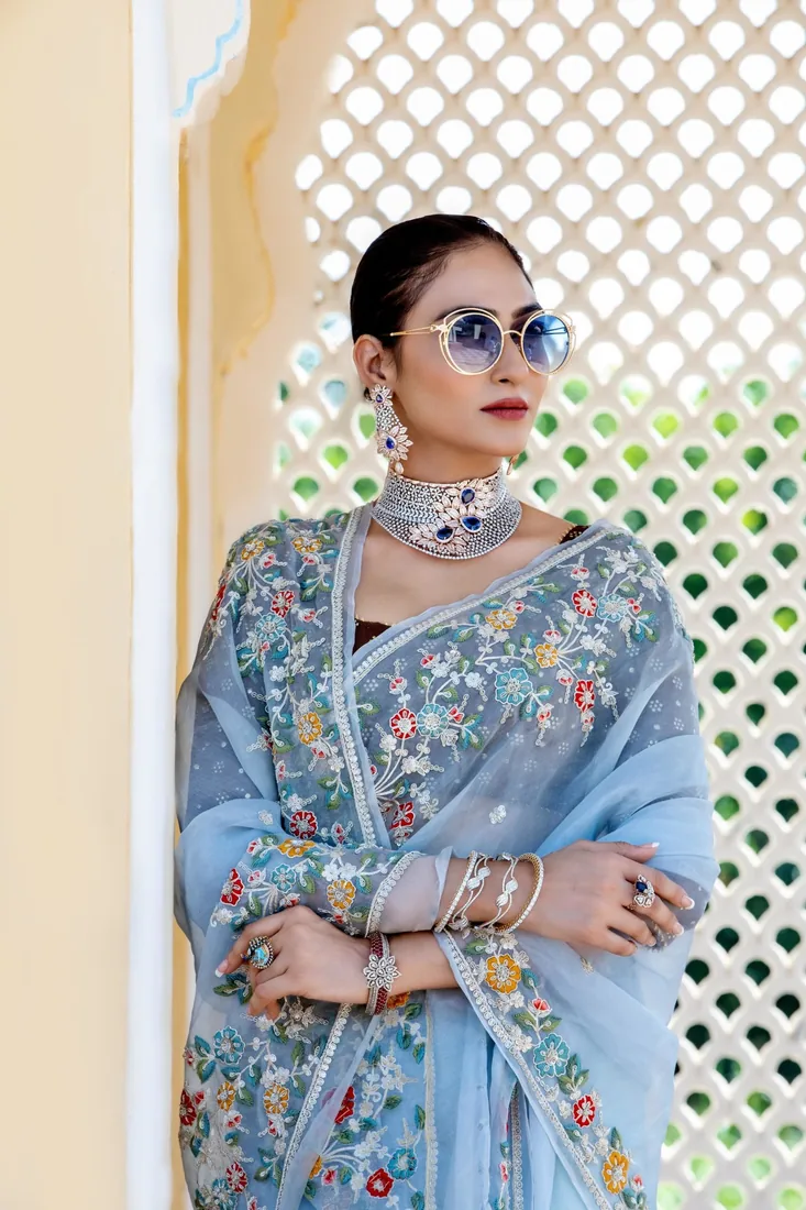 Model wearing jewellery from the JKJ Prabha collection