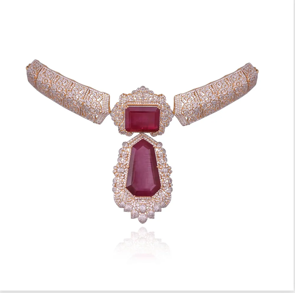 Ruby Pendant Diamond Collar